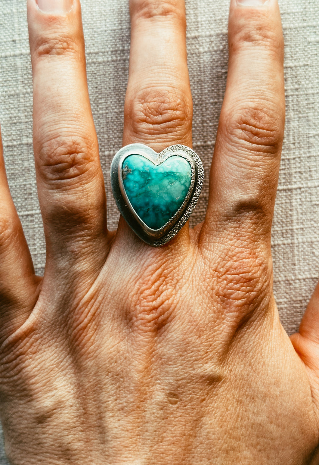 White Water Turquoise Ring- Size 8.75