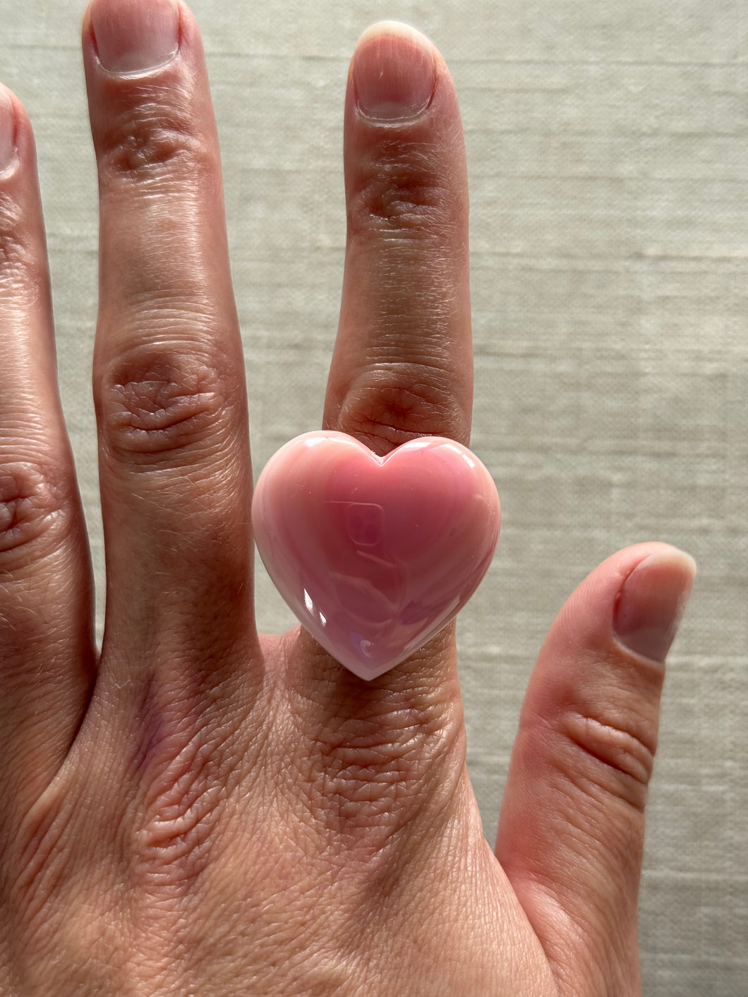 Pink Conch Shell Heart #6 Custom Ring