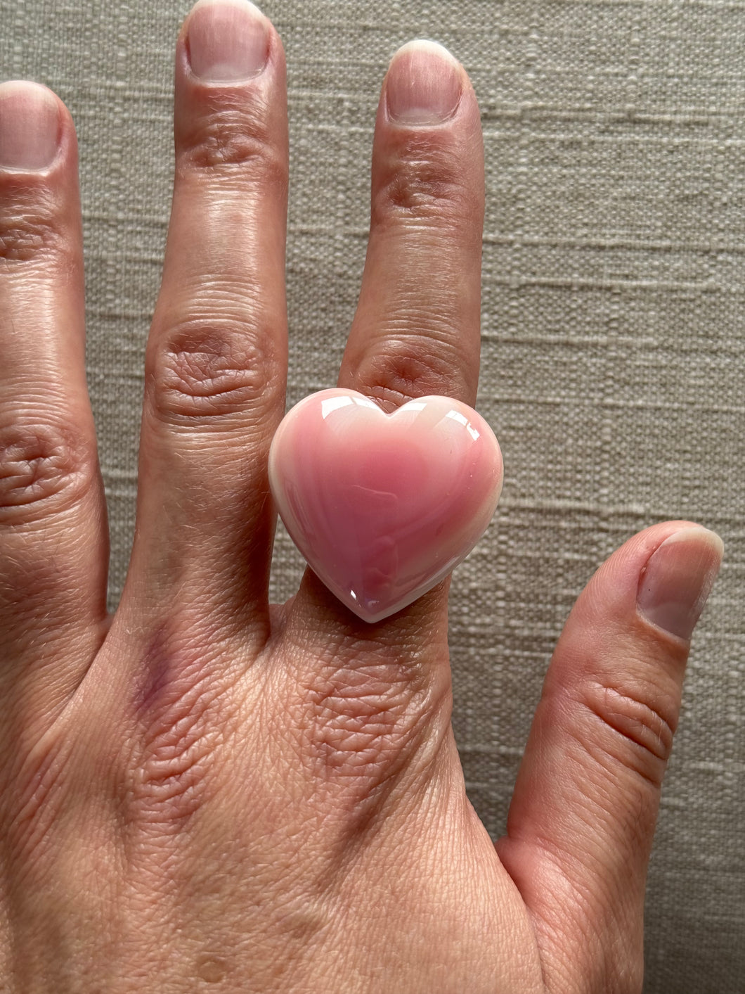 Pink Conch Shell Heart #7 Custom Ring